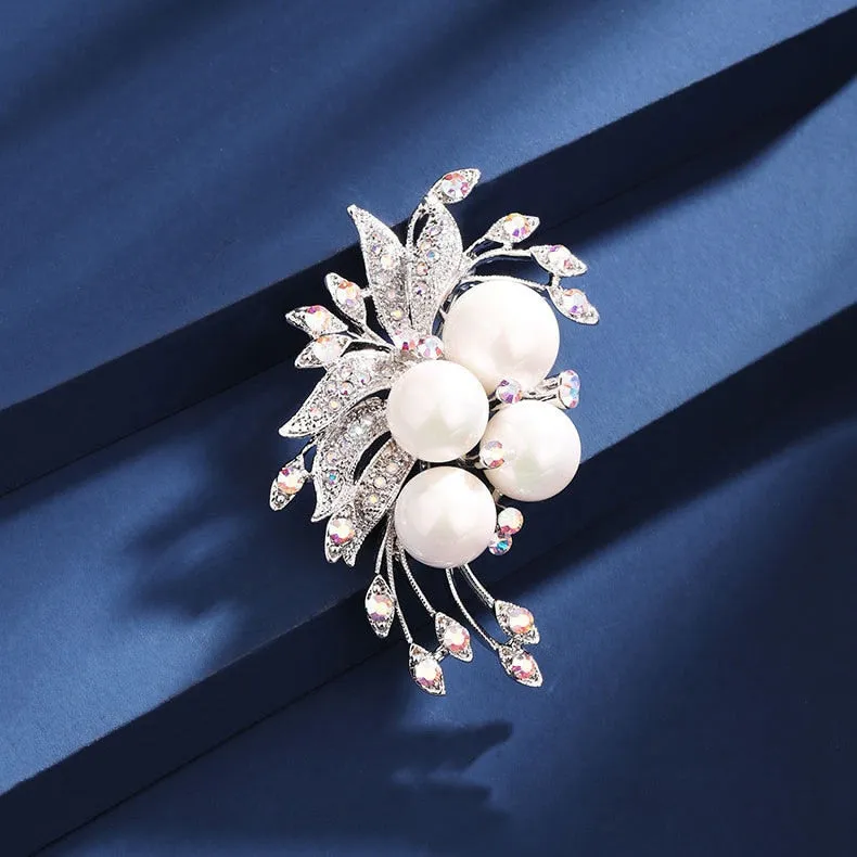 Elegant Art Simulated Pearl Flower Brooch Pin Accessories