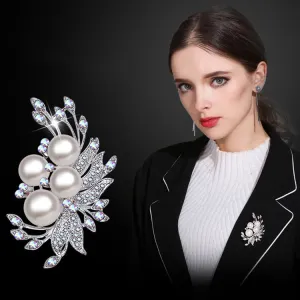 Elegant Art Simulated Pearl Flower Brooch Pin Accessories