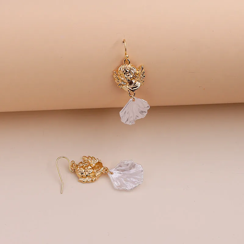 Elegant Baroque Pearl Gold Cross Earrings - Vienna Verve Collection