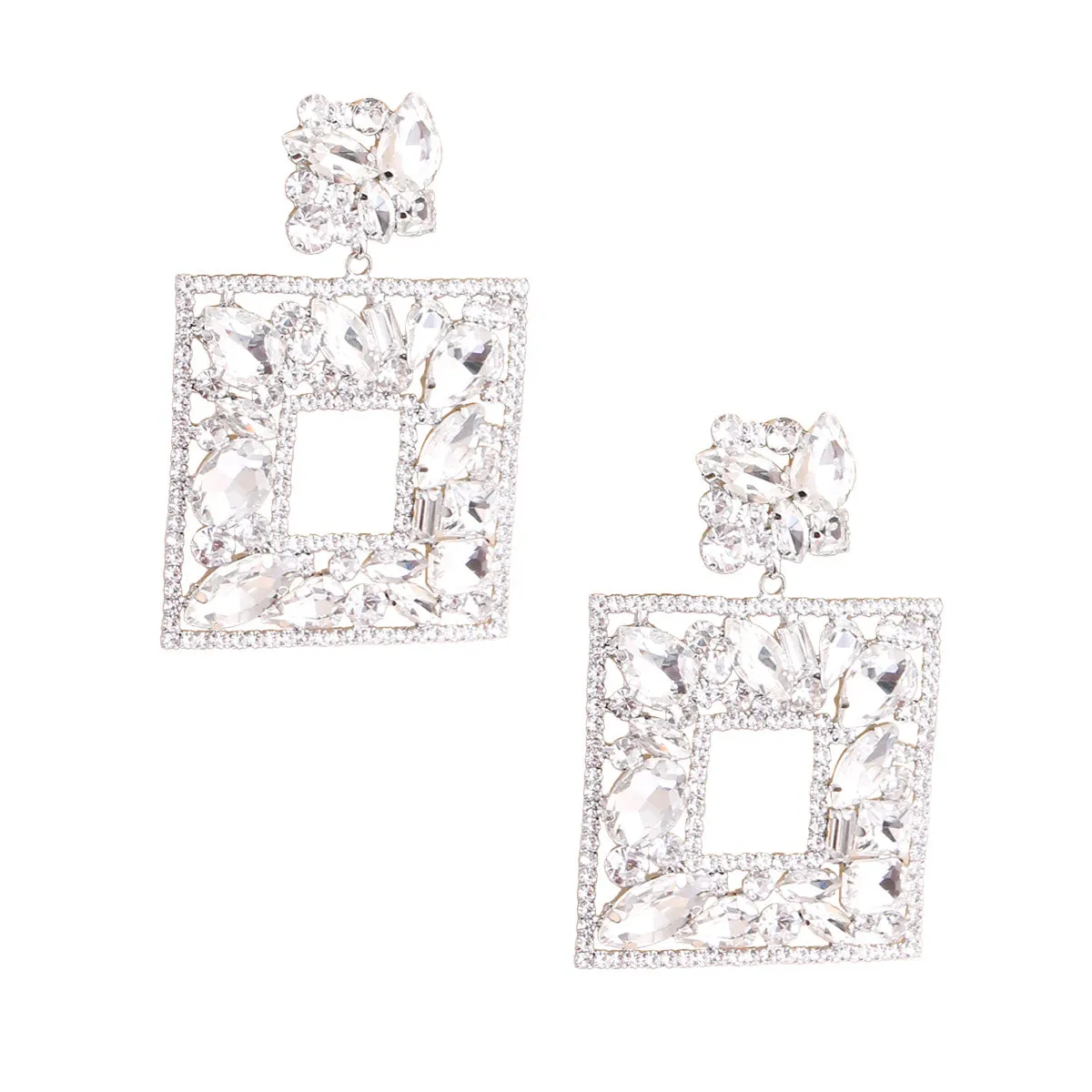 Elegant  Crystal Square Earrings