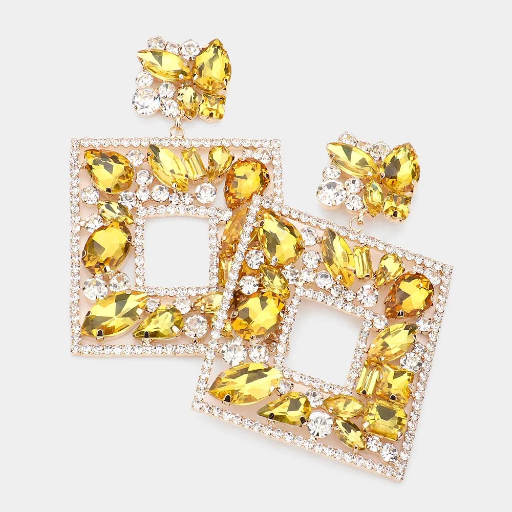 Elegant  Crystal Square Earrings