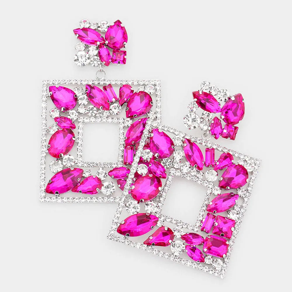 Elegant  Crystal Square Earrings