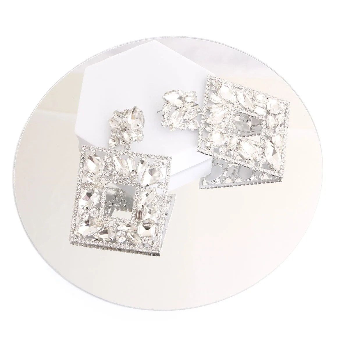 Elegant  Crystal Square Earrings