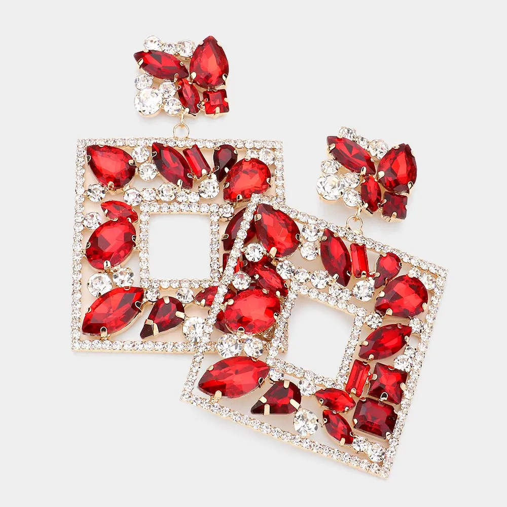 Elegant  Crystal Square Earrings
