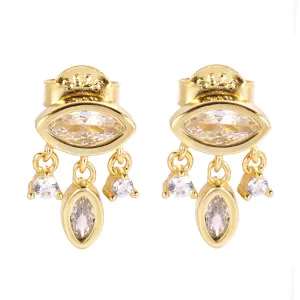 Elegant Dainty Dangle Earrings with Sparkling Marquise CZ in Sterling Silver – Perfect Gift for Her