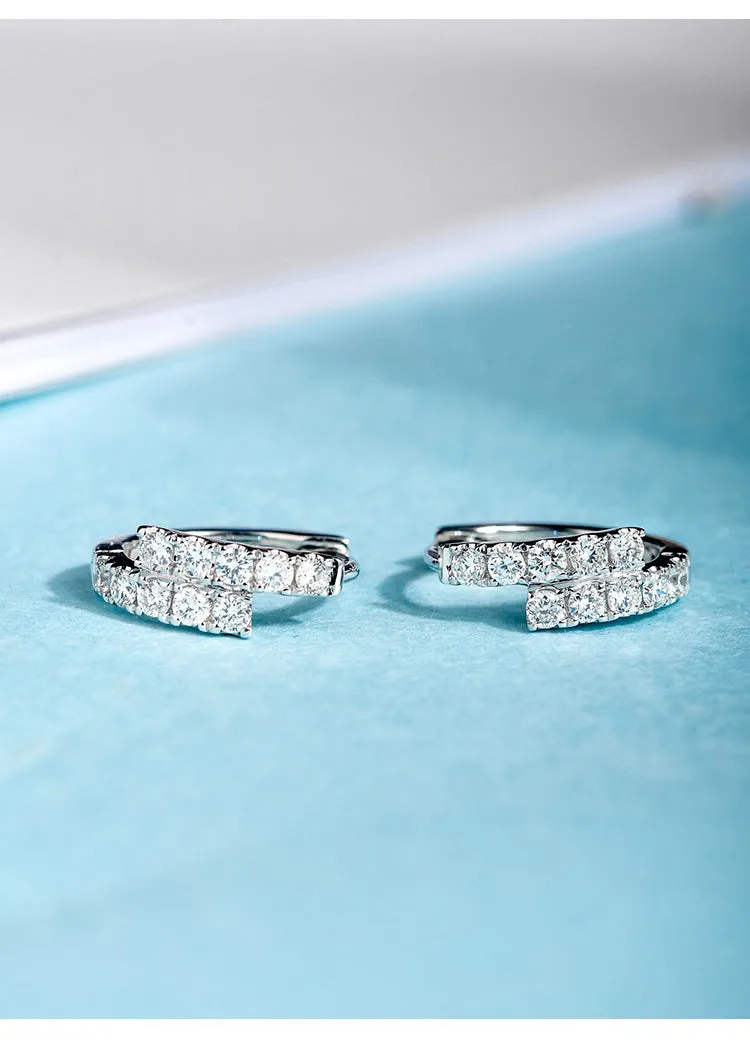 Elegant Silver Hoop Earrings with Artificial Diamonds