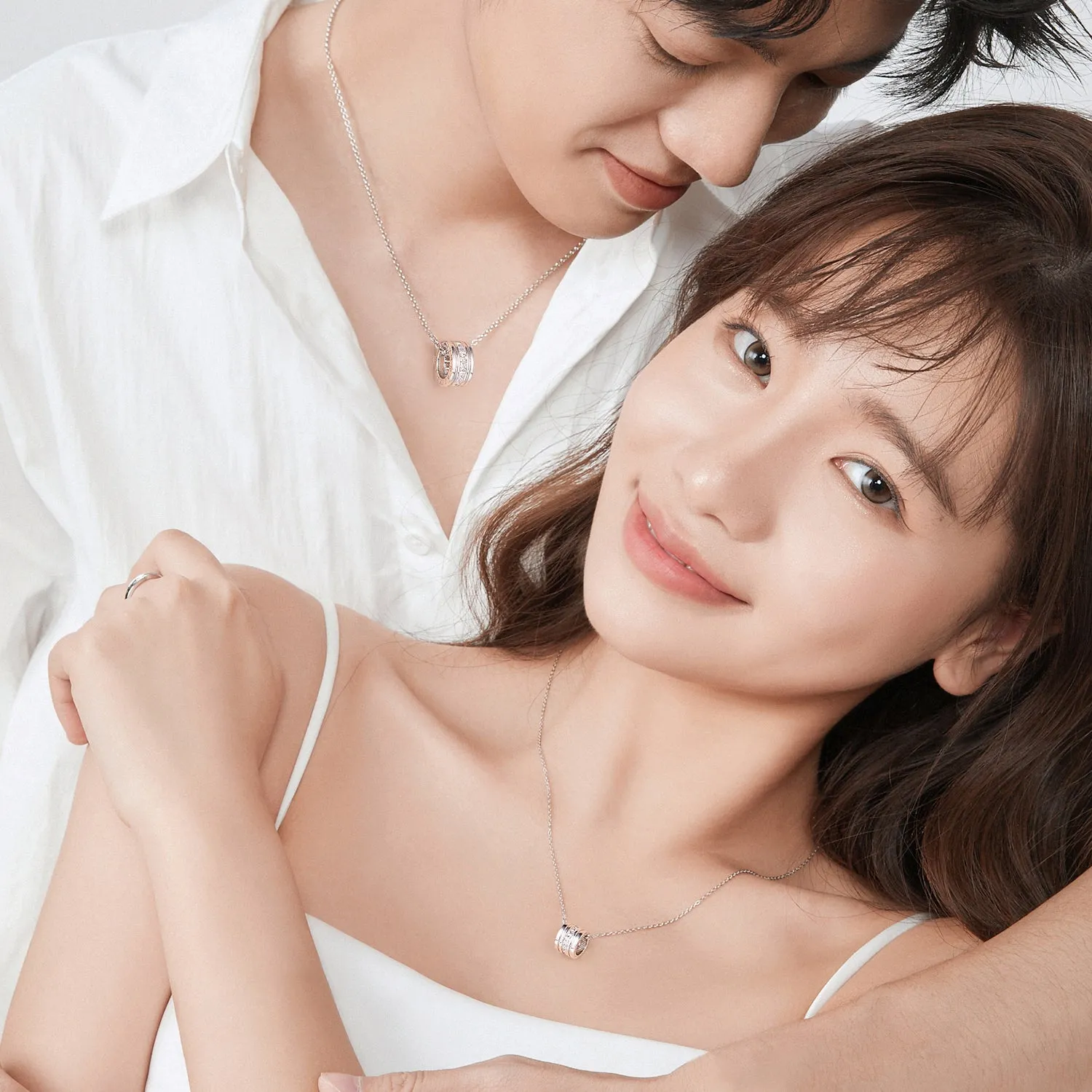 FANCIME "Our Commitment" Matching Ring Sterling Silver Necklaces