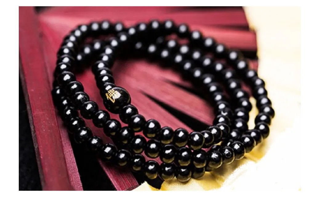 Fashion Sandalwood Buddhist Meditation 108 Prayer Beads Bracelet Black