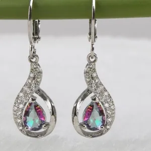Fashionable Rainbow Delicate Silver Drop Earrings