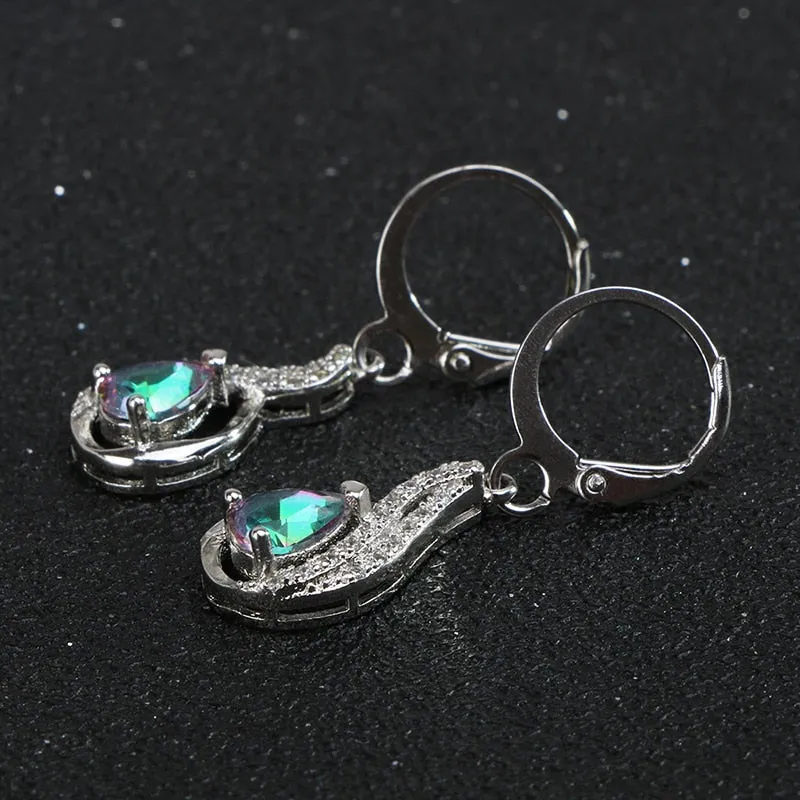 Fashionable Rainbow Delicate Silver Drop Earrings
