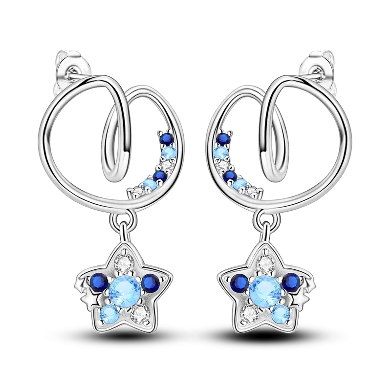 Fashionable S925 Sterling Silver Bee Star Moon Earrings With Versatile Earrings For Women Commuting To Charm's Birthday Gift