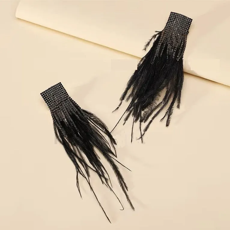 Feather Crystal Tassel Earring