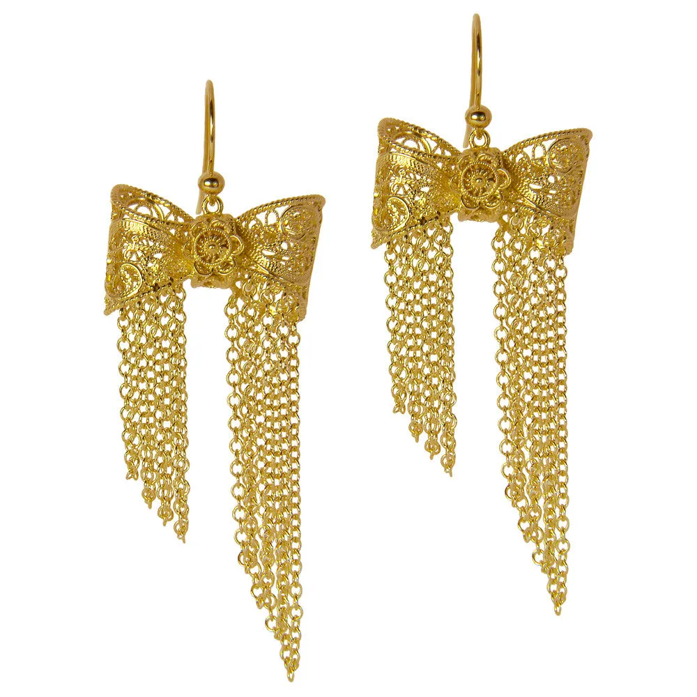 Filigree Bow Drop Earrings
