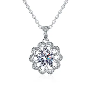 Five Petal Flower S925 Silver Moissanite Necklace