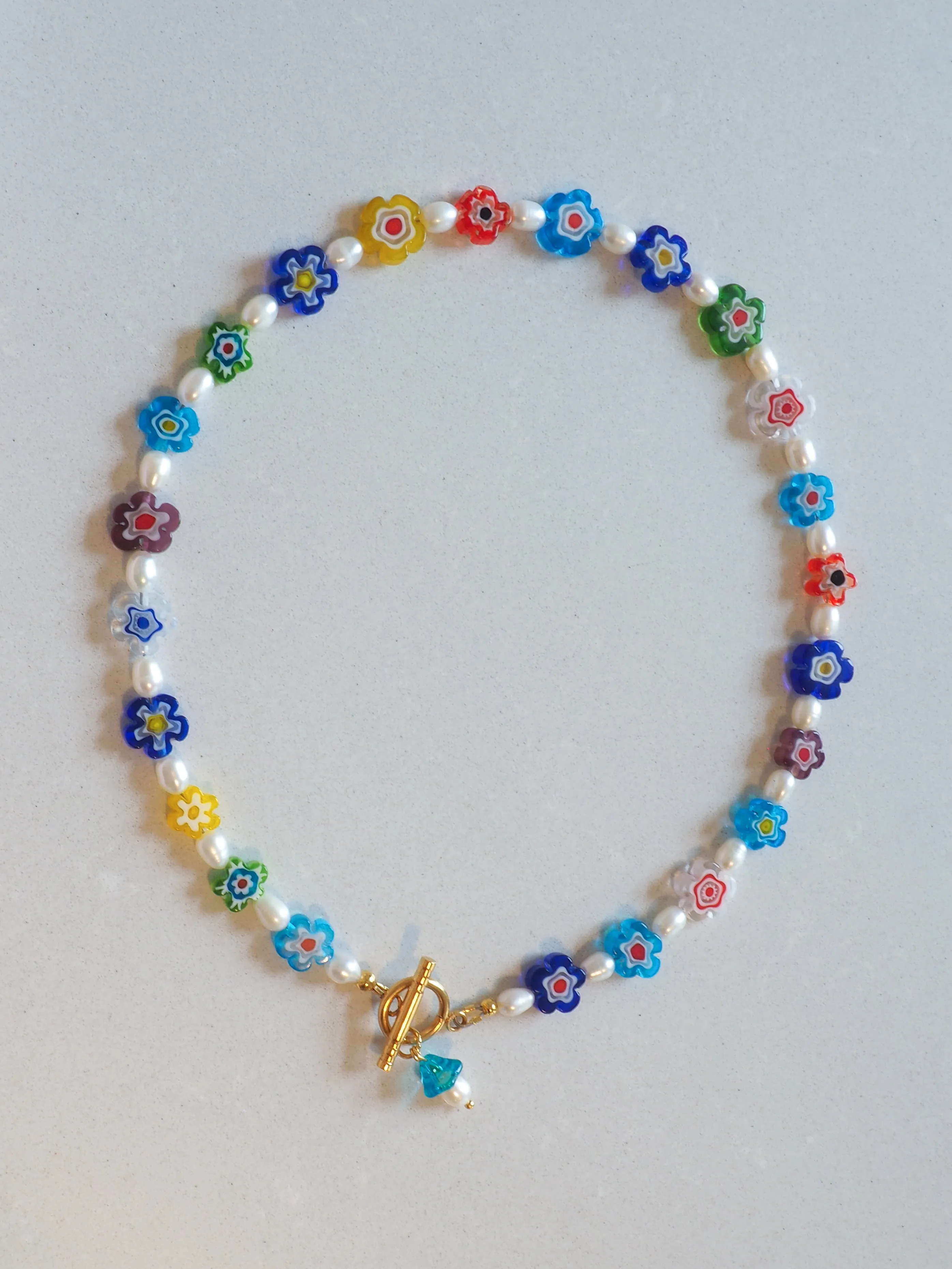 FLORAL LAMPWORK PEARL HALSKETTE