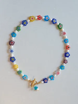 FLORAL LAMPWORK PEARL HALSKETTE