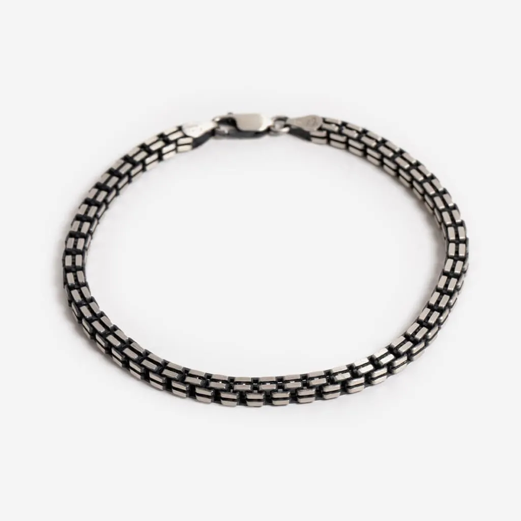 Gallagher | Oxidised Silver Box Link Bracelet