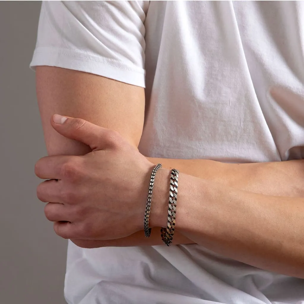Gallagher | Oxidised Silver Box Link Bracelet