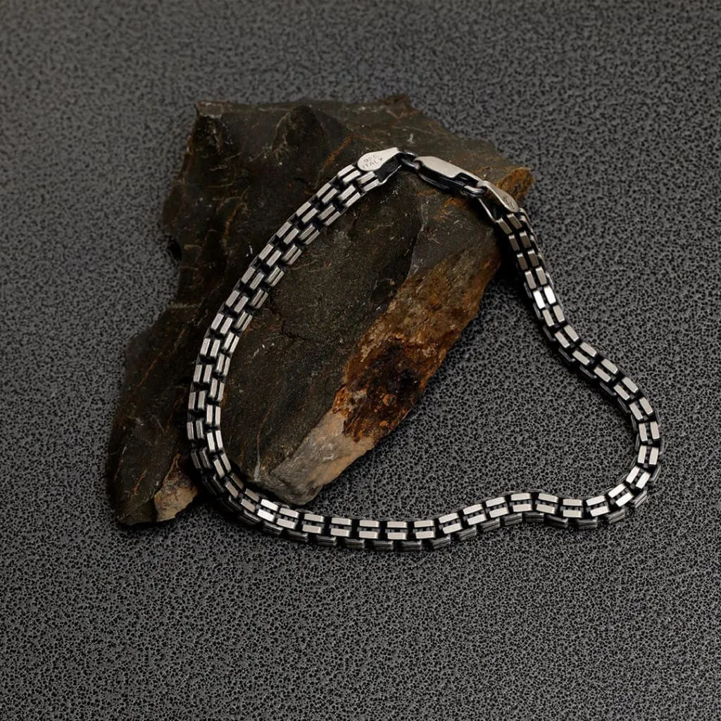Gallagher | Oxidised Silver Box Link Bracelet
