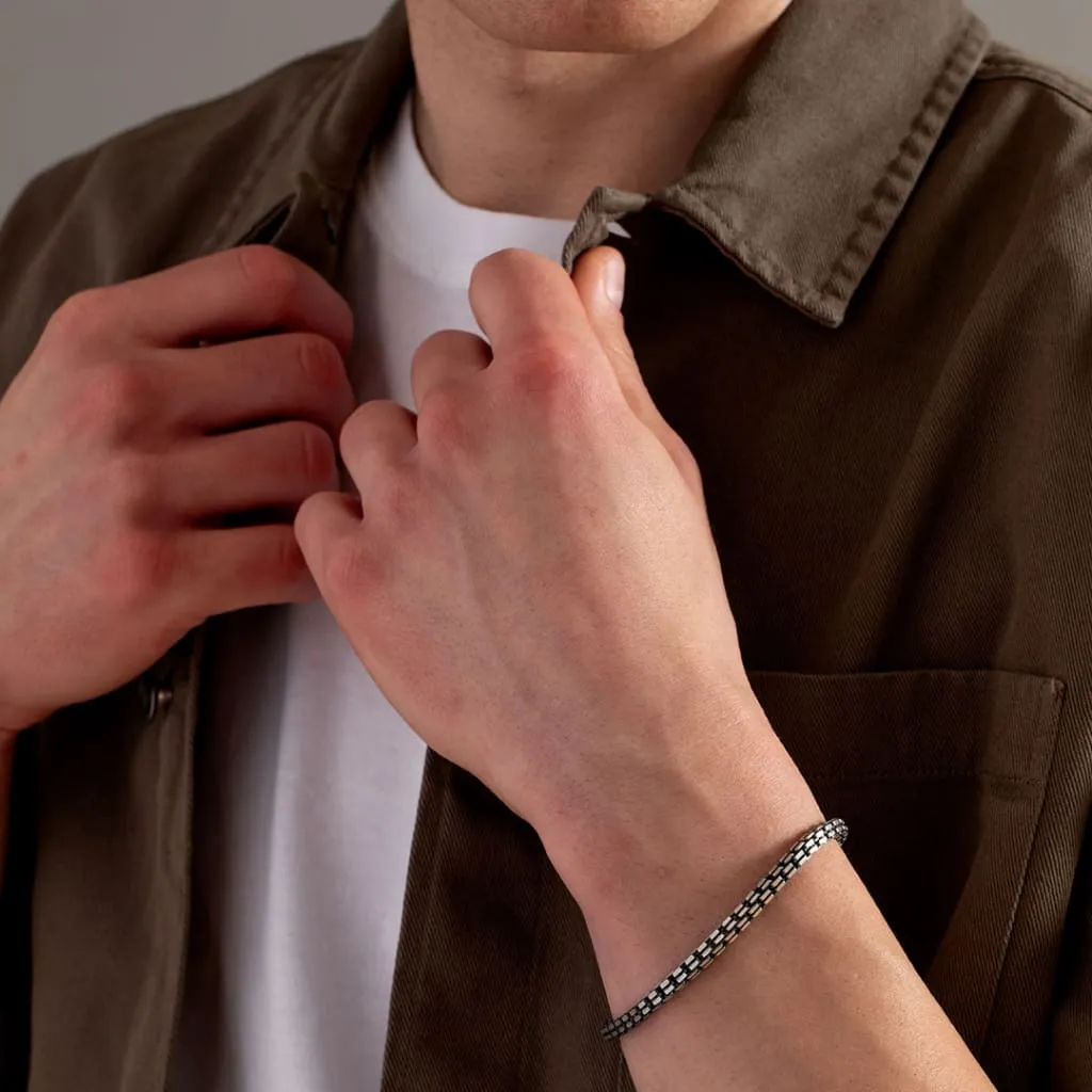 Gallagher | Oxidised Silver Box Link Bracelet