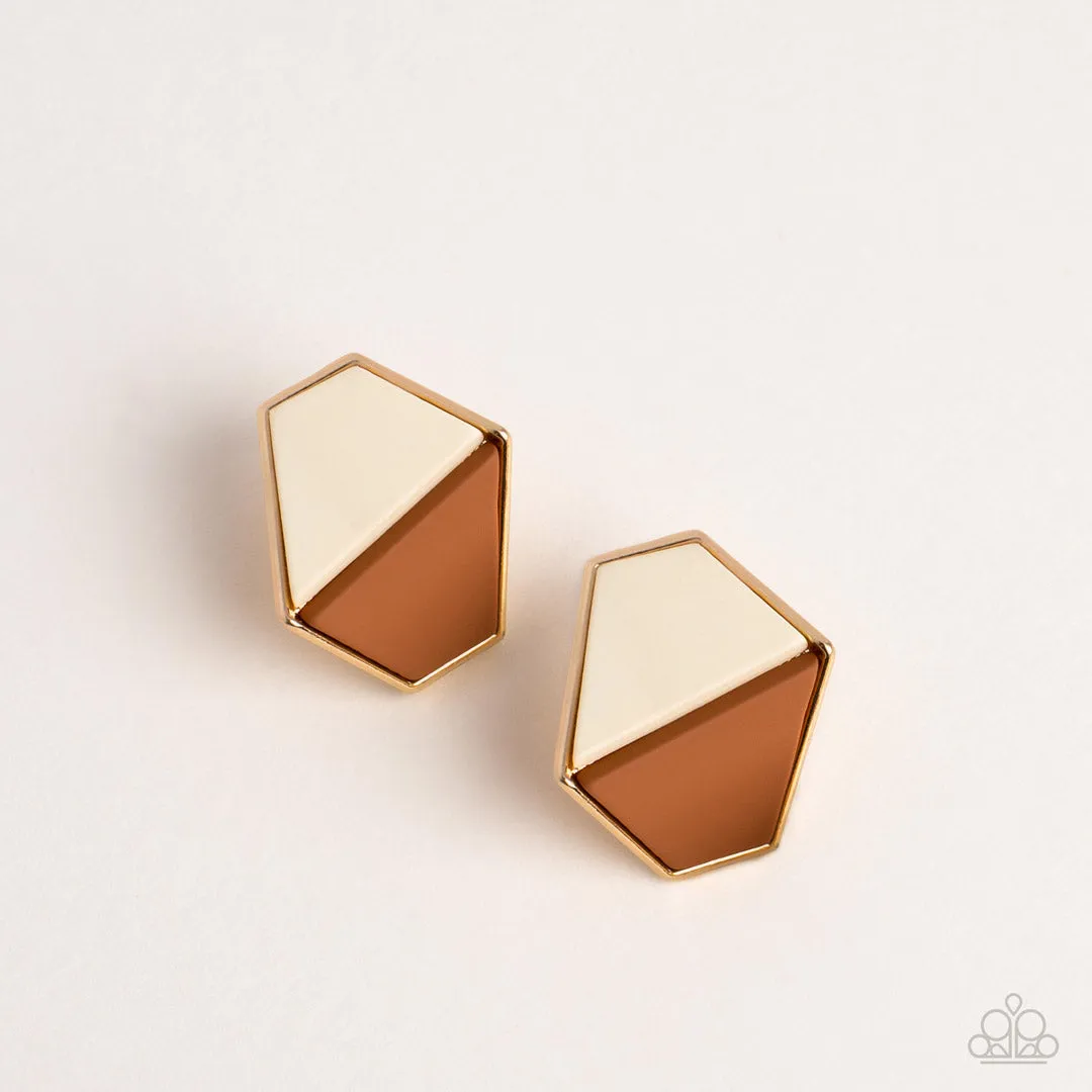 Generically Geometric Brown- Earrings