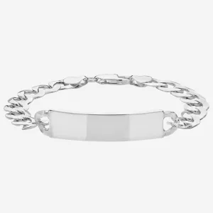 Gents Curb Identity Bracelet | Sterling Silver