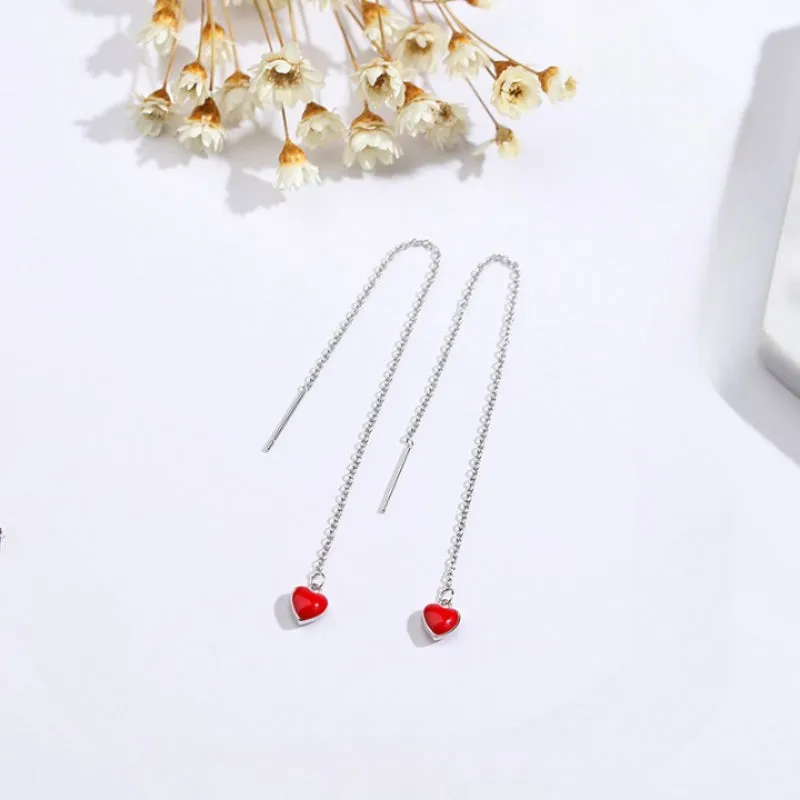 Geometric Long Silver Earring Piercing