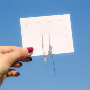 Geometric Long Silver Earring Piercing