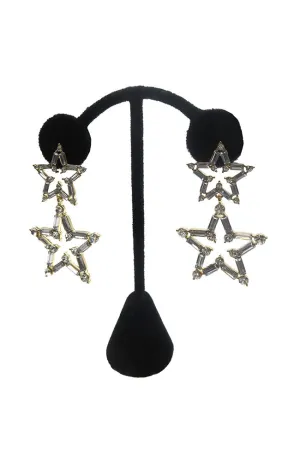 Gold Baguette 2 Star Earrings