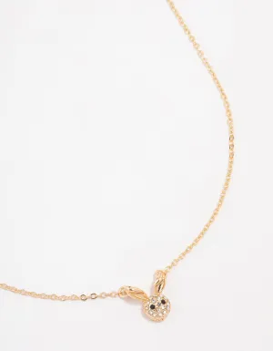 Gold Diamante Bunny Pendant Necklace