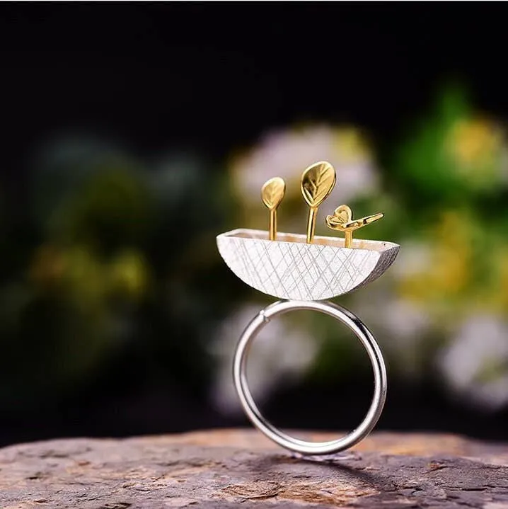 Gold Garden Butterfly Ring