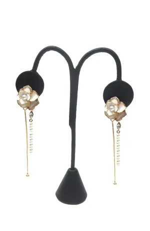 Gold Ivory Pearl Flower Earrings