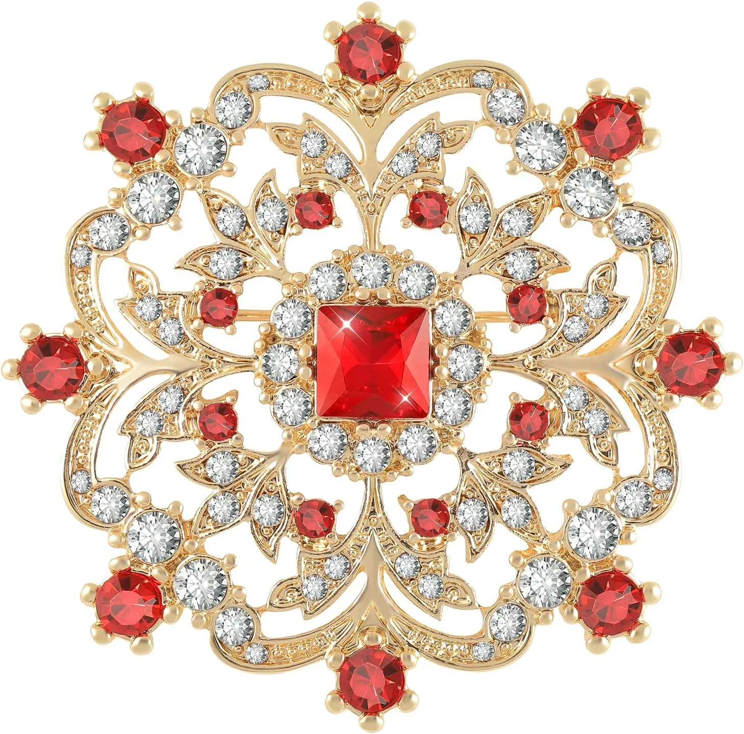 Gold Snowflake Brooch Rhinestone Brooch Broach Large Flower Brooch Pins for Women Designer Jewelry Large Brooches for Women Wedding Women's Brooches & Pins Mother's Day Valentine's Day