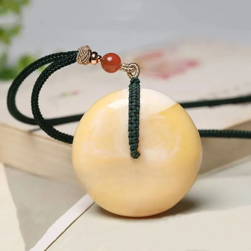Golden Amber Wax Masculine Necklace Timeless Amber Jewelry Pendant