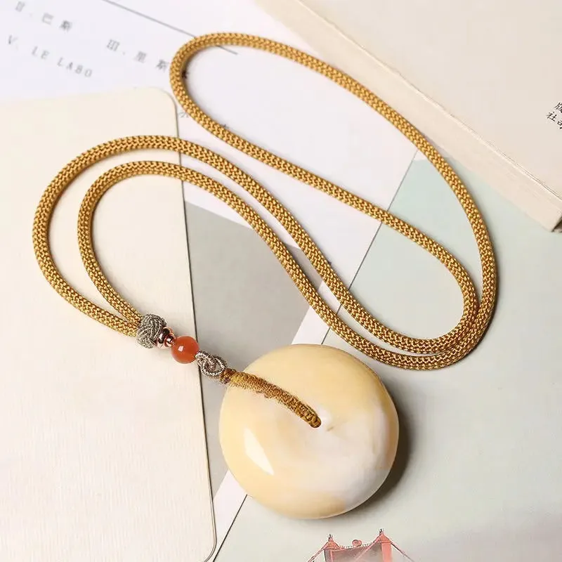 Golden Amber Wax Masculine Necklace Timeless Amber Jewelry Pendant