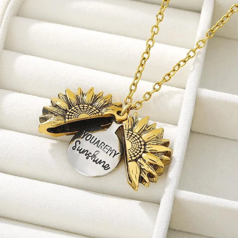Golden Bloom Sunflower Pendant Necklace