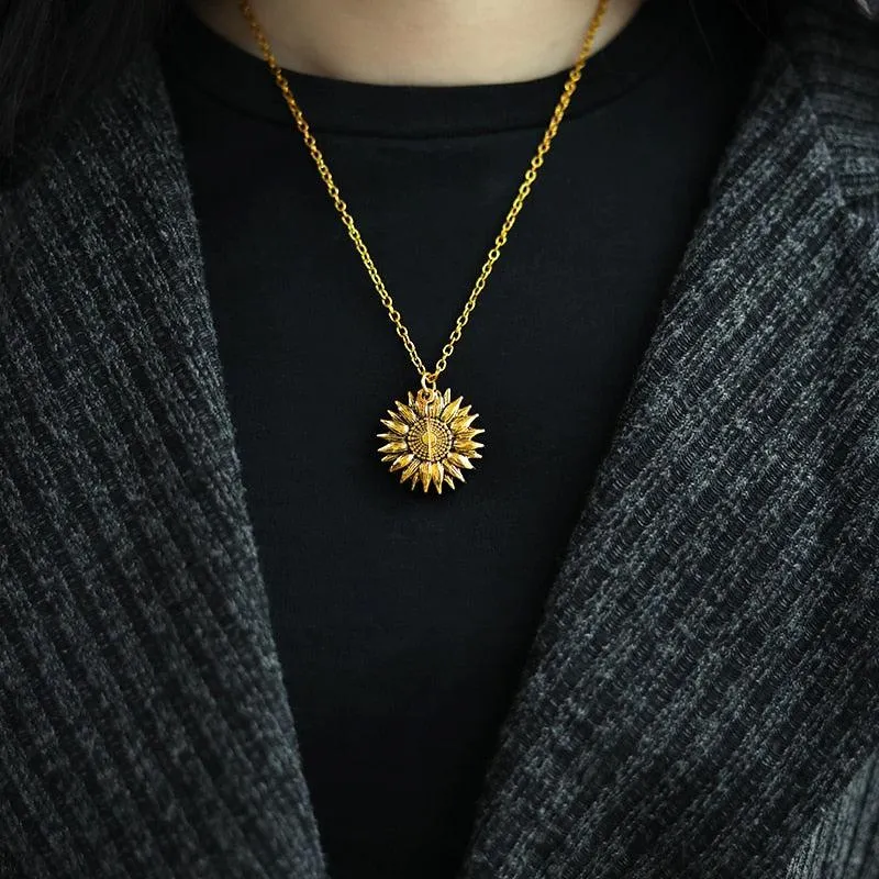 Golden Bloom Sunflower Pendant Necklace