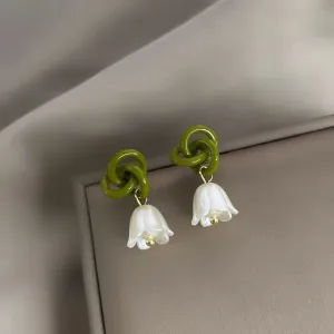 Green Knotted Lily of the Valley Earrings
