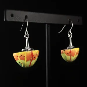 Handmade Millefiori Porcelain Forest Drop Earrings, Handmade - Blue Studio