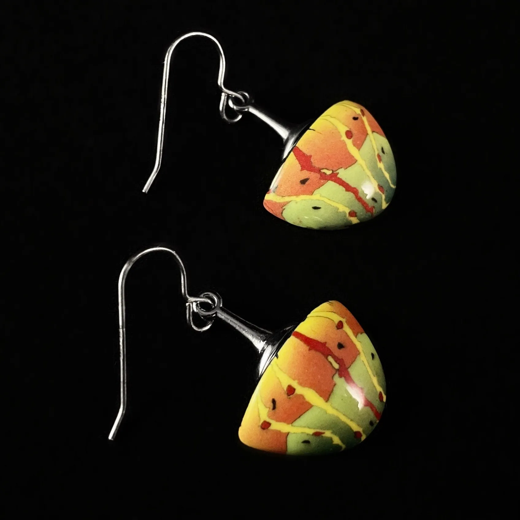 Handmade Millefiori Porcelain Forest Drop Earrings, Handmade - Blue Studio