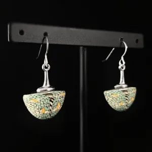 Handmade Millefiori Porcelain Sections Drop Earrings, Handmade - Blue Studio