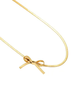 Herringbone Bow Necklace - 18K Gold Filled