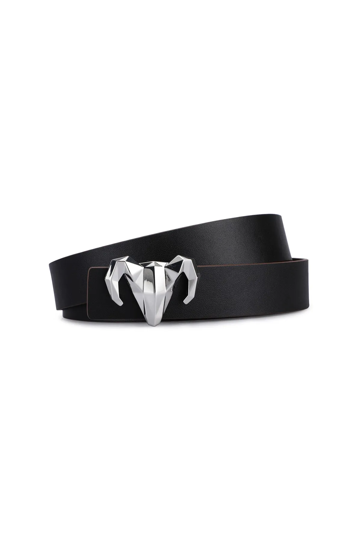 Italian Leather Ram Buckle Reversible Belt – Black and Brown