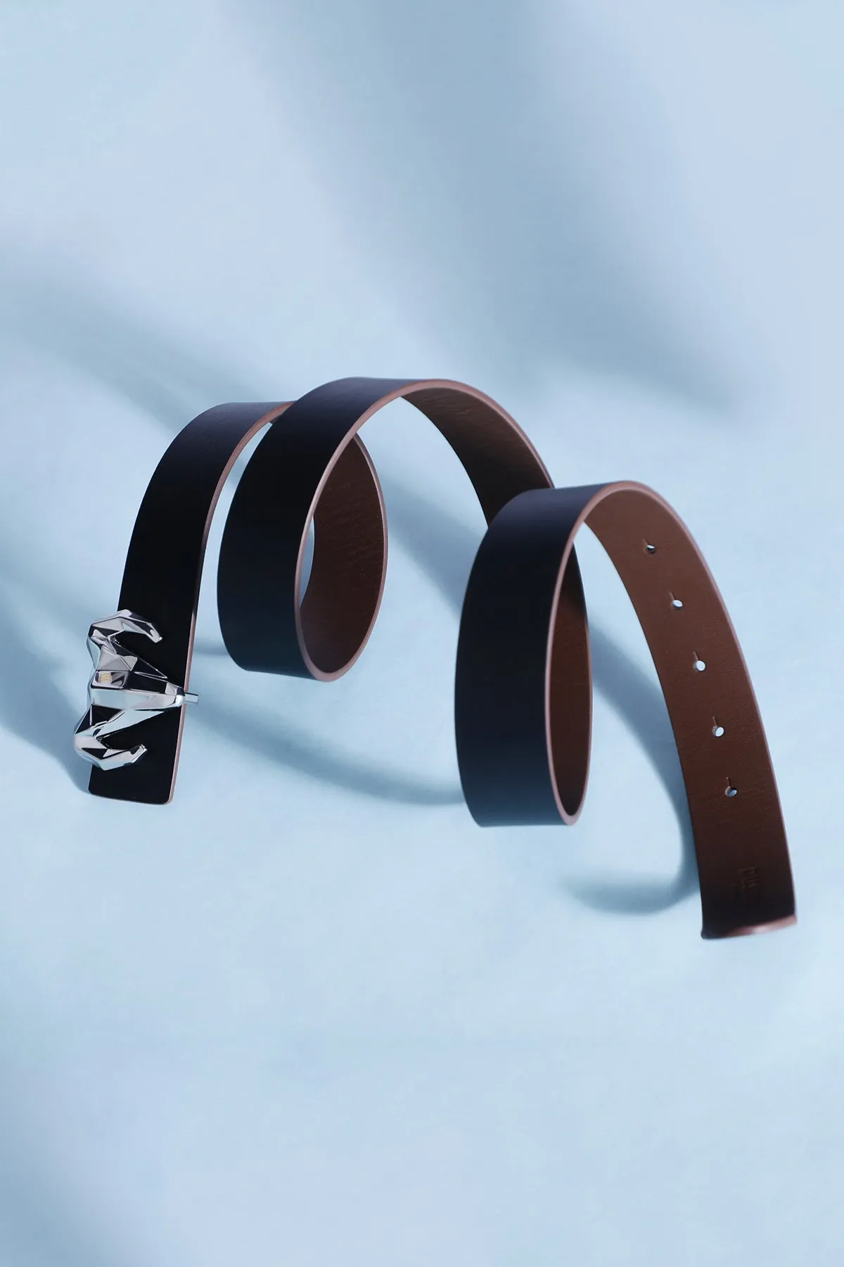 Italian Leather Ram Buckle Reversible Belt – Black and Brown