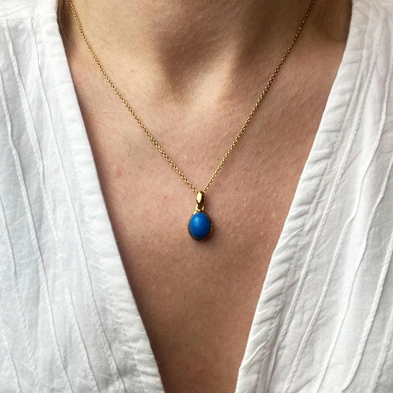 Jane Austen Necklace - Beautiful Gold and Turquoise Pendant