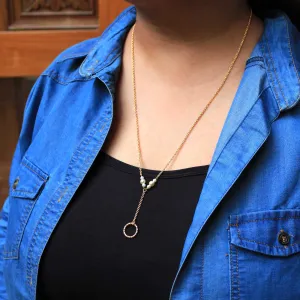Lariat Necklace With A Ring Drop