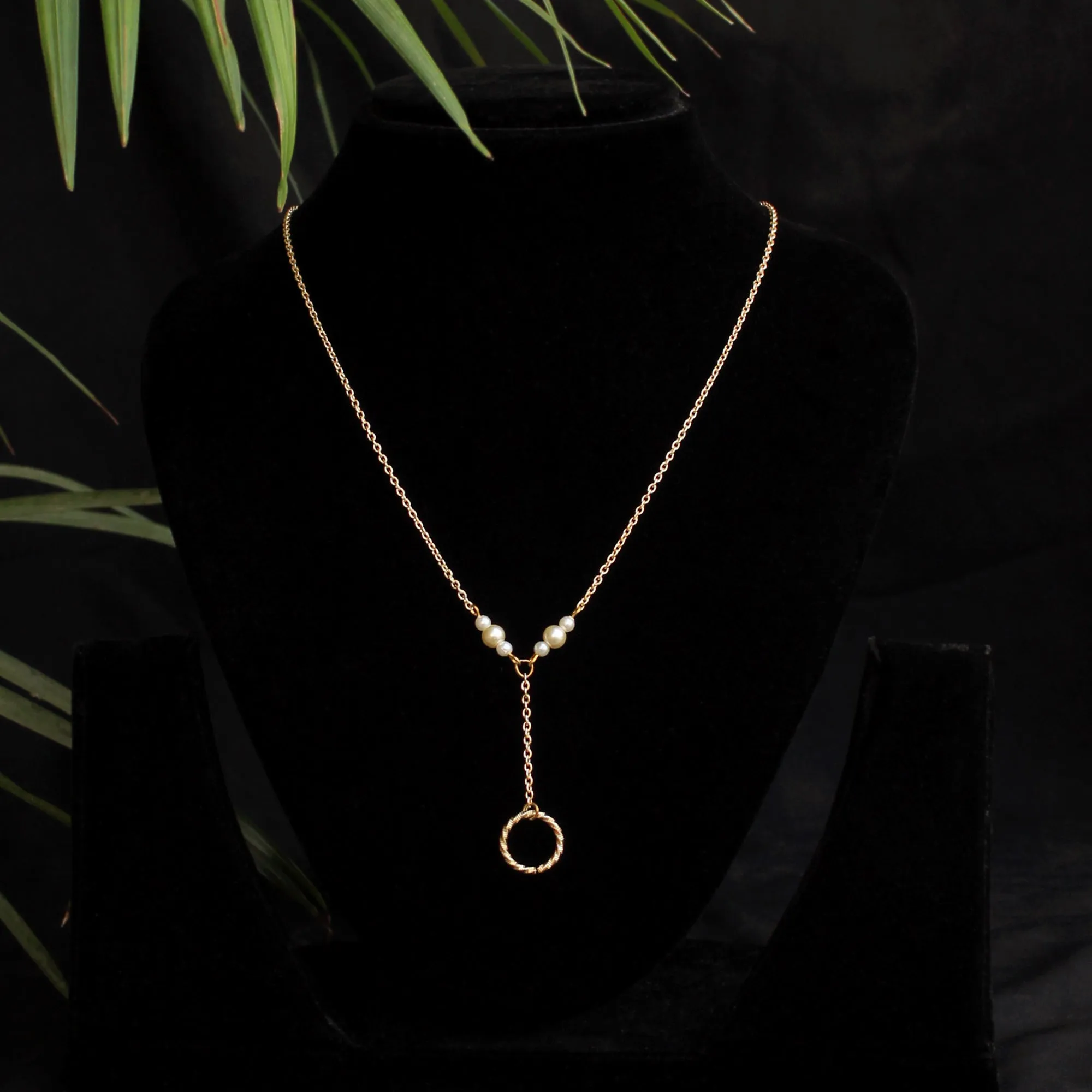 Lariat Necklace With A Ring Drop