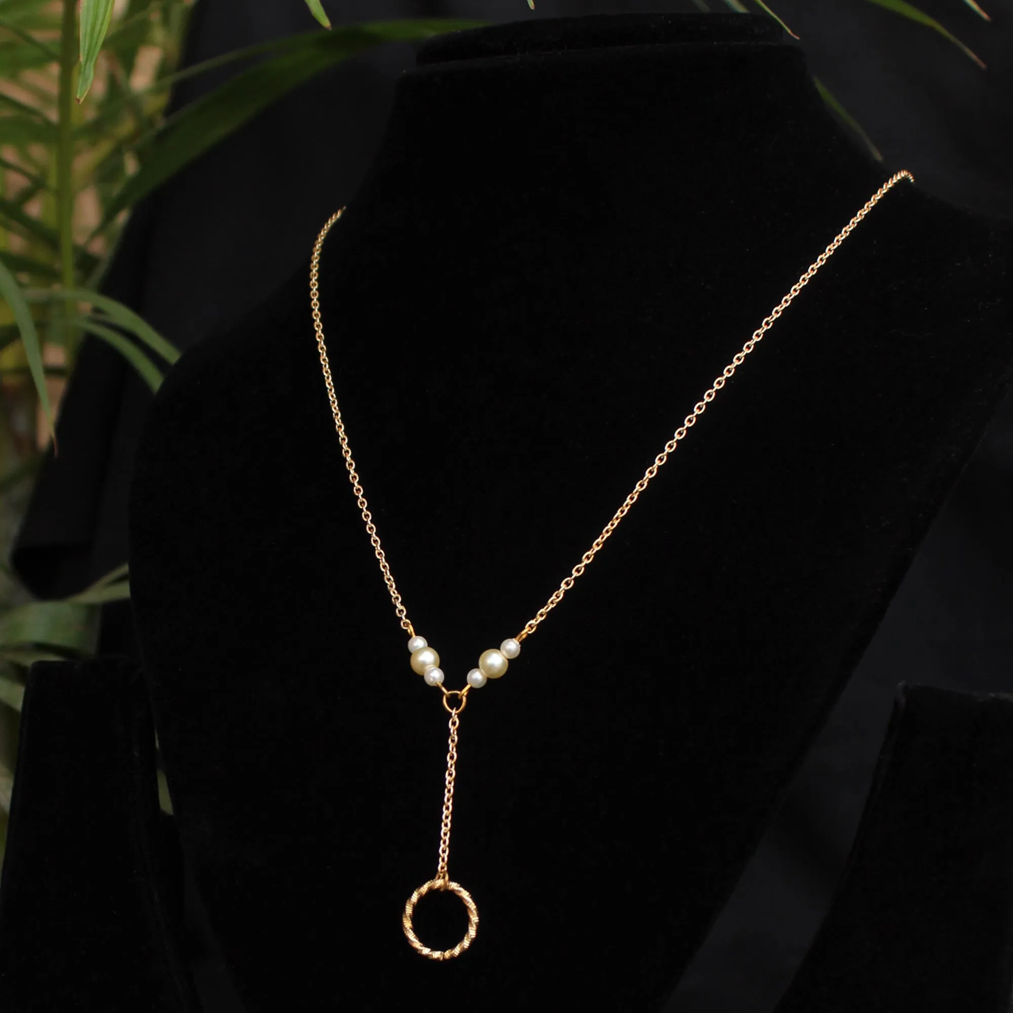 Lariat Necklace With A Ring Drop
