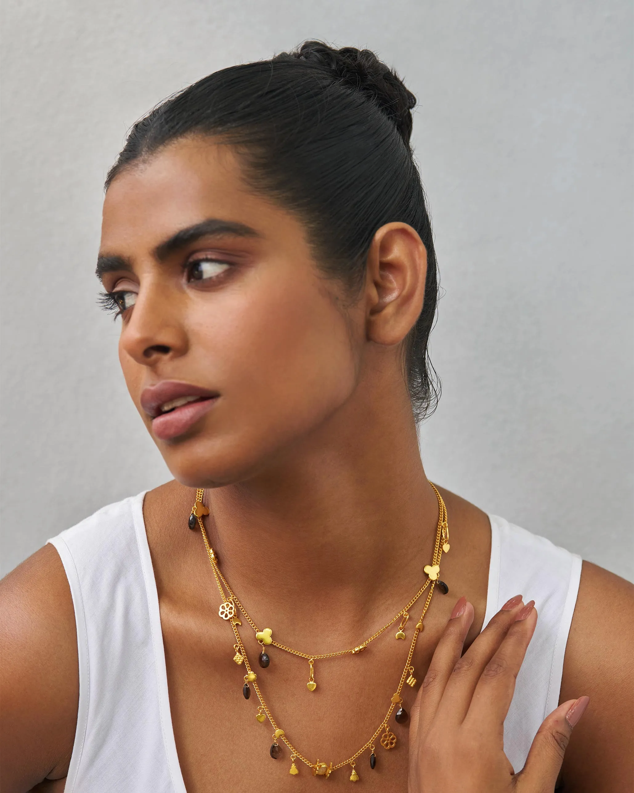 Layered Gemstone Necklace- Multi Color