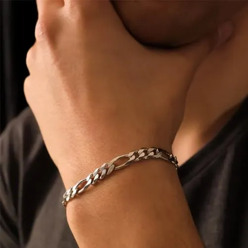 LeCalla 925 Silver Figaro Chain Bracelet